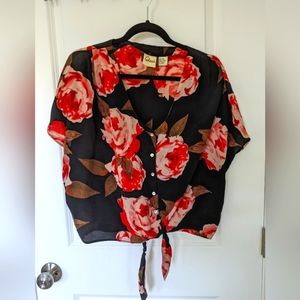 Vintage Silk Tie Front Shirt